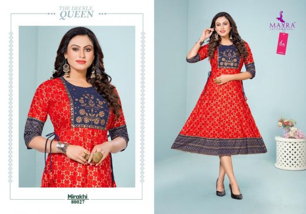 Mayra Mirakhi Rayon Ethnic Wear Anarkali Kurti Collection